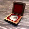 Commemorative Coin Box Medal Medal Gift Packaging Wooden Box Clamshell Storage Gift Medal Coins Antique Wooden Box 3