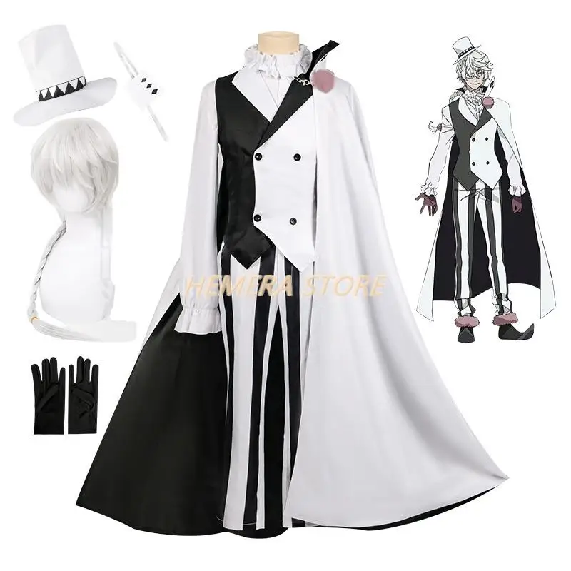 

Nikolai Gogol Cosplay Costume Wig Hat Overcoat Cloak Uniform Anime Bungo Stray Dogs Season 4 The Decay of The Angel Men Outfit