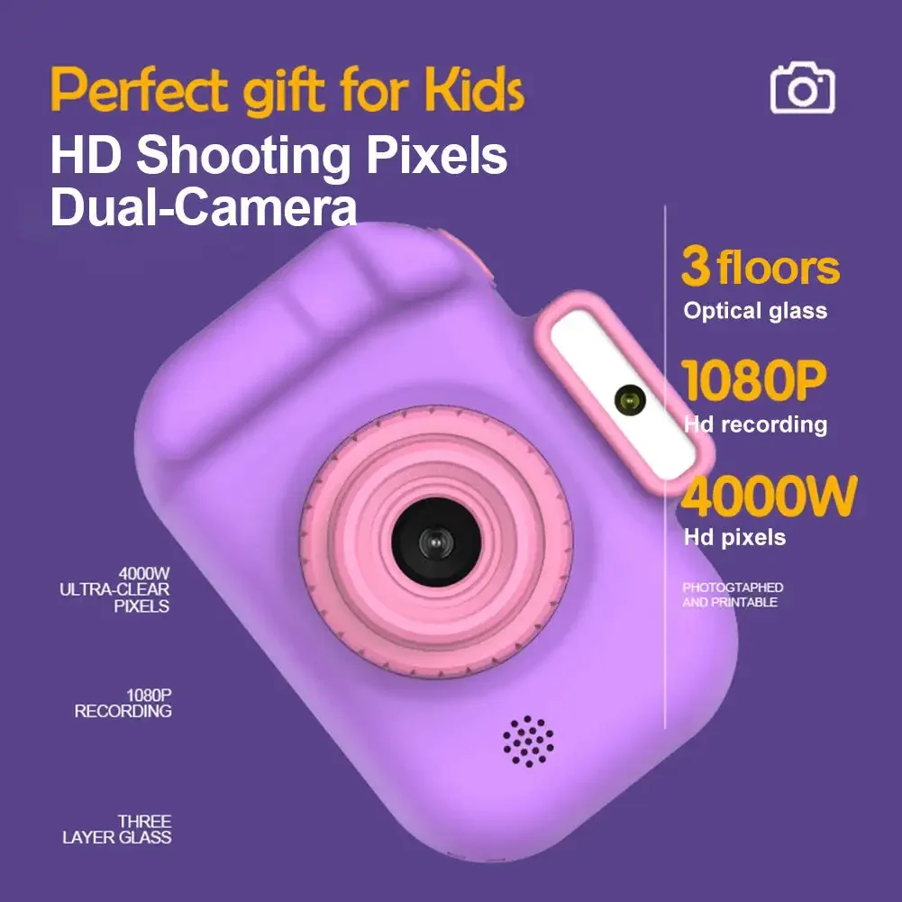 어린이 디지털 카메라 장난감, 4000W, 1080P HD, 2.0 인치 IPS 스크린 충전 듀얼 카메라, 미니 디지털 카메라, 어린이 전자 선물