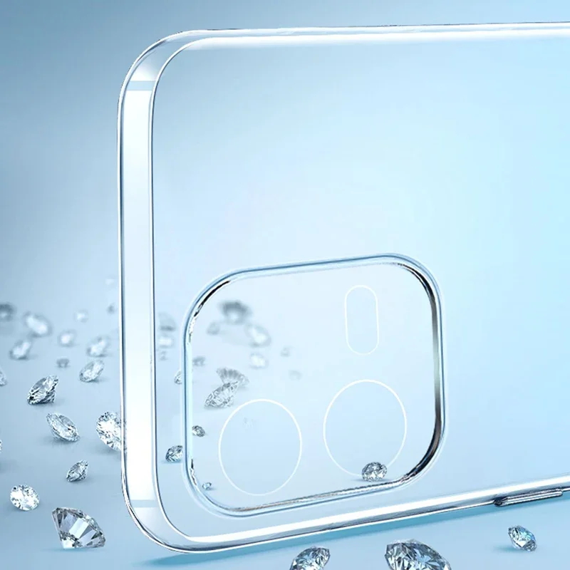 Clear Silicone Shockproof Thin Mobile Phone Case with Transparent Back Cover