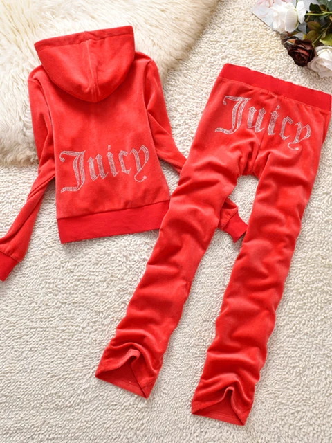 YICIYA Juicy Tracksuit Spring/Fall 2022 Women's Brand Velour Tracksuit Suit Women Velvet Zipper Sweatshirt And Pants Fat Sister red