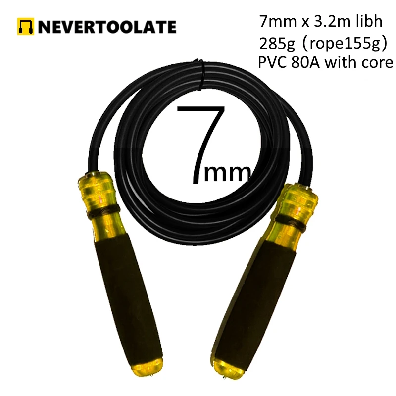 7 mm thick heavy jump rope PVC + PU cord material sponge al metal handle bearing  fitness hiit  skip rope jump rope 2