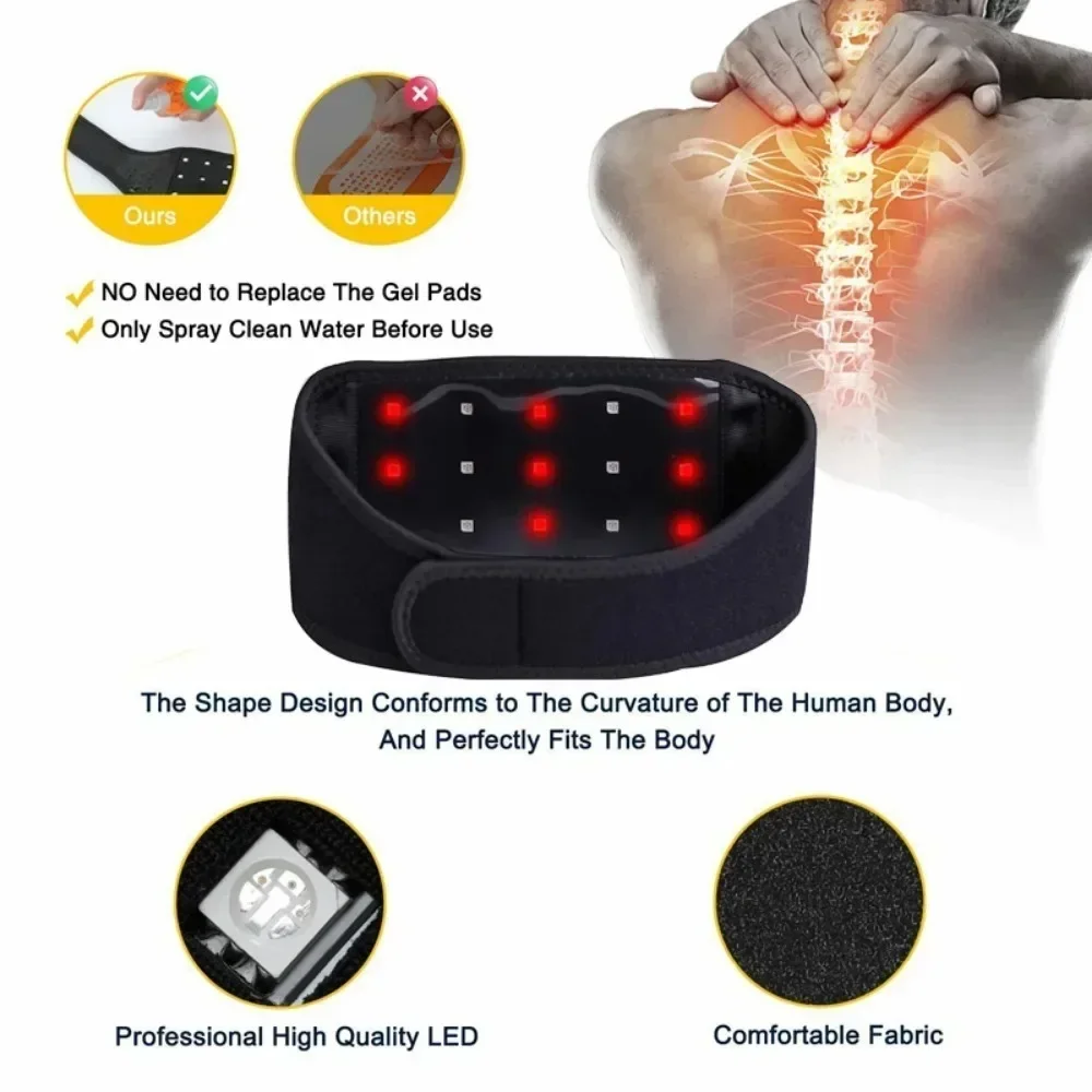 Cintura per terapia con luce rossa, fascia portatile a infrarossi, uso domestico, massaggio per rilassare i muscoli, sollievo dal dolore al collo, 15/20/24 lampade_voghion.com
