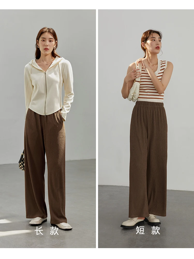 DUSHU Simple Style Wide Leg Pants Women Autumn High Waist