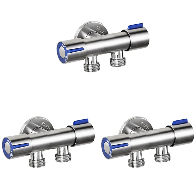 

Promotion! 3X G1/2 X 1/2 304 Stainless Steel One Into Two Three-Way Angle Valve, Double Handle Double Control Faucet