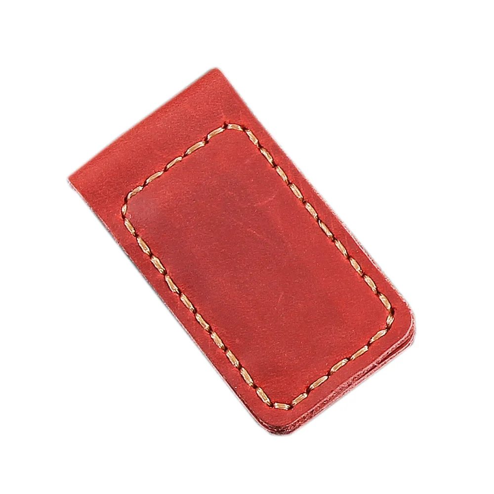 Simple Leather Magnetic Paper Money Clip Hand-Stitched Creative Gift Comfortable Feel Multi-Color Bill Change Clip
