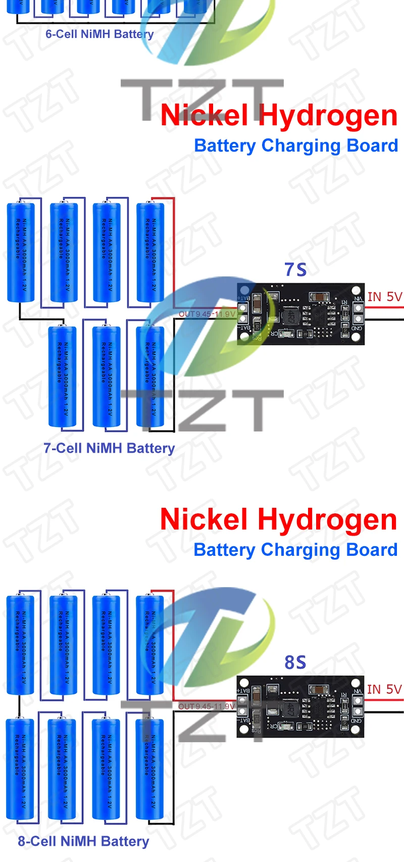 1-8 Zelle 1,2 V 2,4 V 3,6 V 4,8 V 6V 7,2 V 8,4 V 9,6 V für Nimh Nicd Batterie dedizierte Ladegerät Lade modul platine – Detail 7