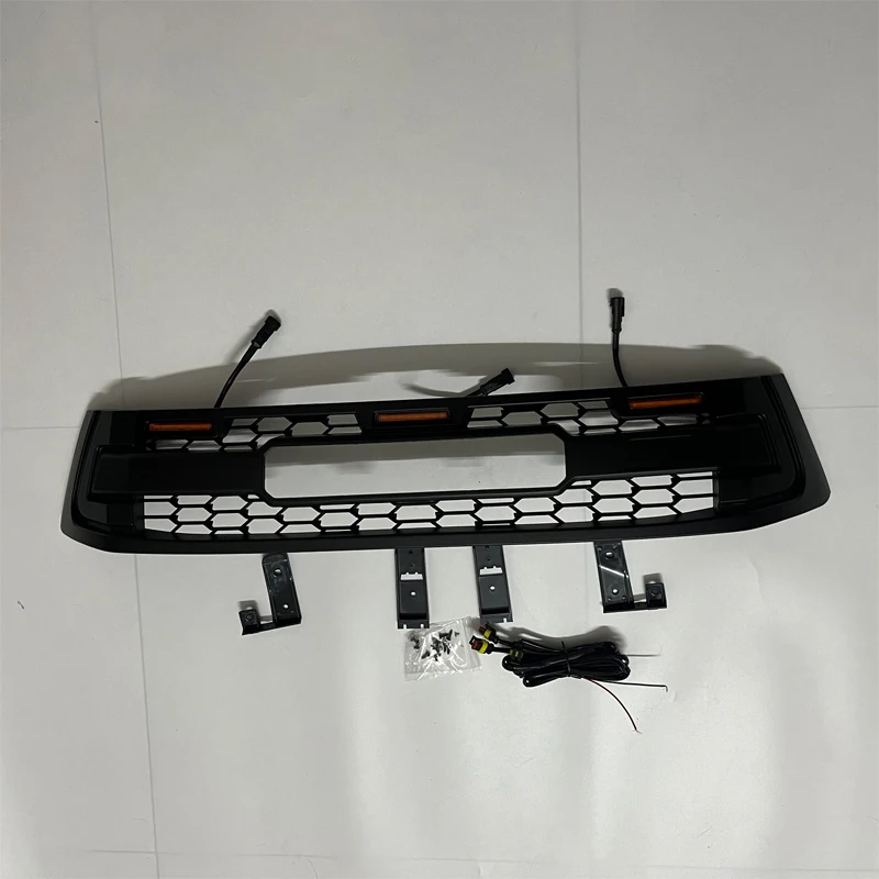 힐룩스 레이싱 그릴용 개조 GR 스타일 라디에이터 그릴, 토요타 힐룩스 레보 2015 2016 2017 2018용 LED 프론트 범퍼 마스크 커버