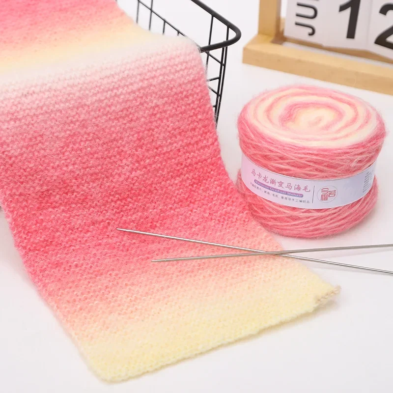 50g/Roll Gradient Colorful Mohair Multicolor Rainbow Yarn 200M Hand-Woven Soft Yarn For Knitting Crochet Sweater 3