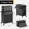 8 Drawer Rolling Tool Chest Large Capacity Rolling Tool Box with Wheels Locking Mechanical Tool Chest Portable Metal (Black) 3