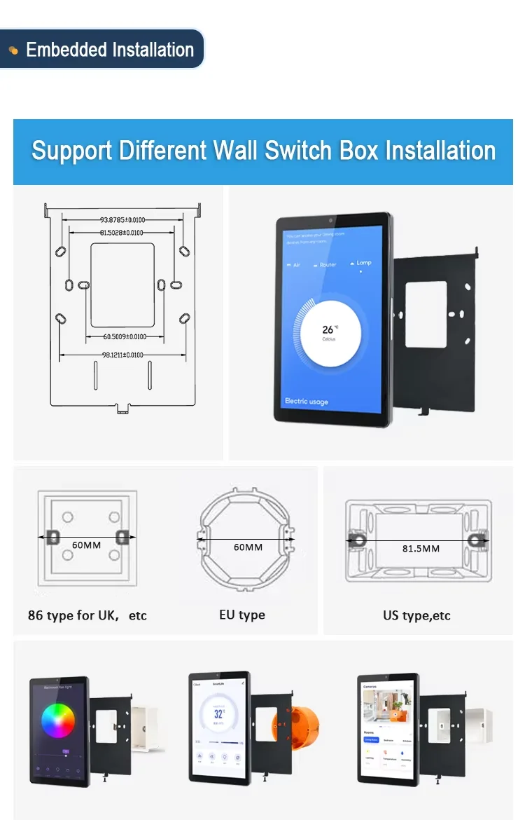 2026 New Wall Mounted 8" Smart Home Control Panel Android 14 POE Tablet with Pro