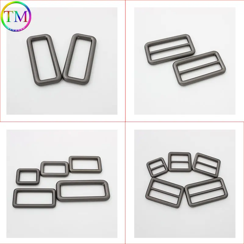 20mm 38mm Matte Black Metal Tri Glide Strap Ribbon Slider Buckles Durable Square Ring Buckles Adjustable Buckle Bag Accessories