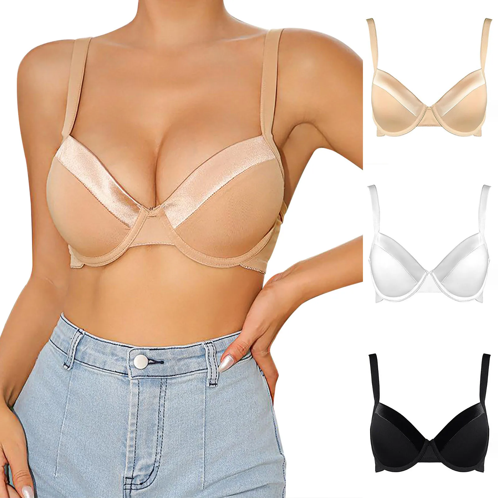 

Womens Seamless Bra Underwire Push Up Bra With Steel Frame Push Up Underwear Breathable Backless Bralette Lingerie Intimate Bras