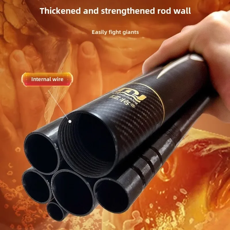 Telescopic Black Pit Hand Pole 19Tune Taiwan Fishing Rod Super Light Hard Carp Fish Canne Carbon Hand Stick Pole 1.8m-11m