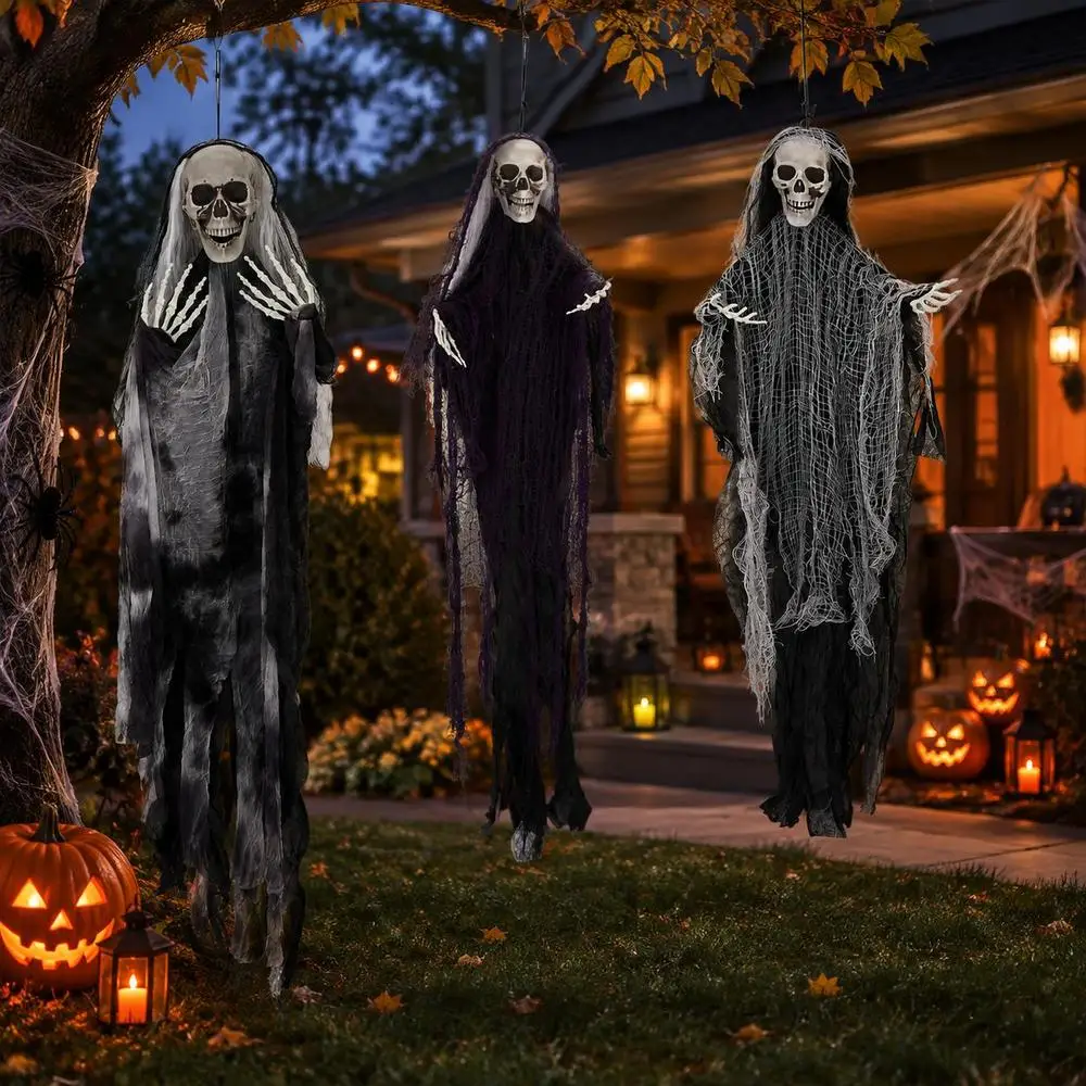 Three Hanging Grim Reaper Halloween Decorations — Style 1