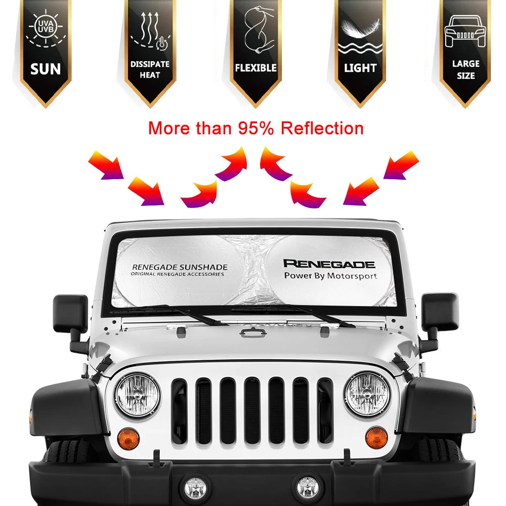 JEEP Renegade Patriot Wrangler Cherokee Compass Trail Hawk Anti UV 반사판 자동차 액세서리 용 자동차 앞 유리 차양 커버