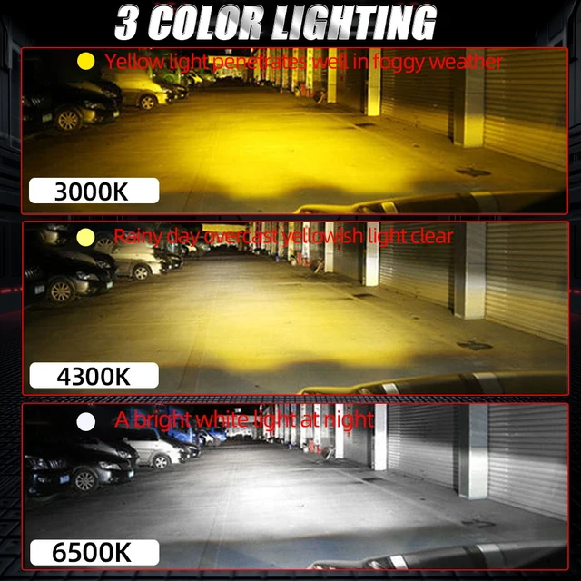 H4 LED Bulbs Fog Light Halogen Replacement Auto H7 LED Headlight 6500K 4300K 3000K 3 Colors Front Lights H3 9005 HB3 9006 2000W 3