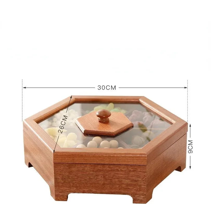 European creative solid wood candy box with lid dry fruit snack box home wooden nuts melon storage wedding gift
