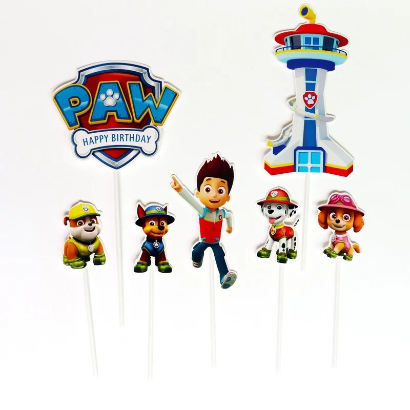 Paw Patrol Cake Decorating Set Plug-in Cartoon Figures Ryder Marshall Baking Supplies Kawaii Anime Cups Cake Card for Kids Gifts