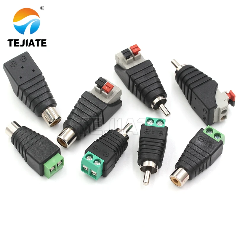 2PCS ปลั๊ก AV RCA Lotus Head กด Terminal การตรวจสอบอุปกรณ์เสริม RCA เชื่อมฟรี Audio Connector เสียงชายและหญิง 1