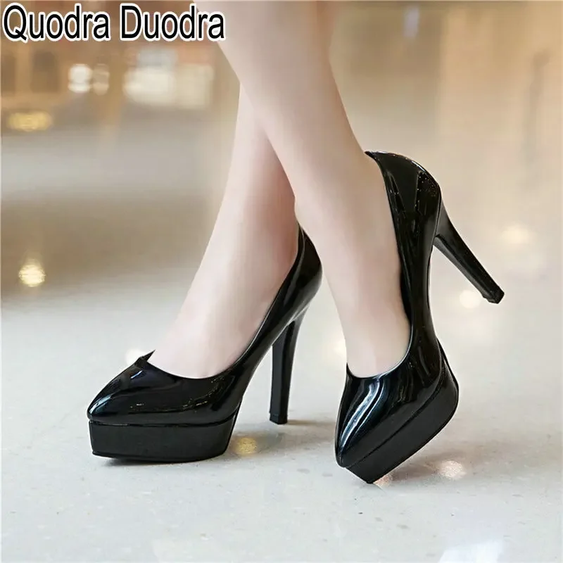 

Women Shoes Pumps Fashion New Lady Thin High Heels Party Stiletto Female Casual Wedding Cover Toe Slipper Patent Leather Office