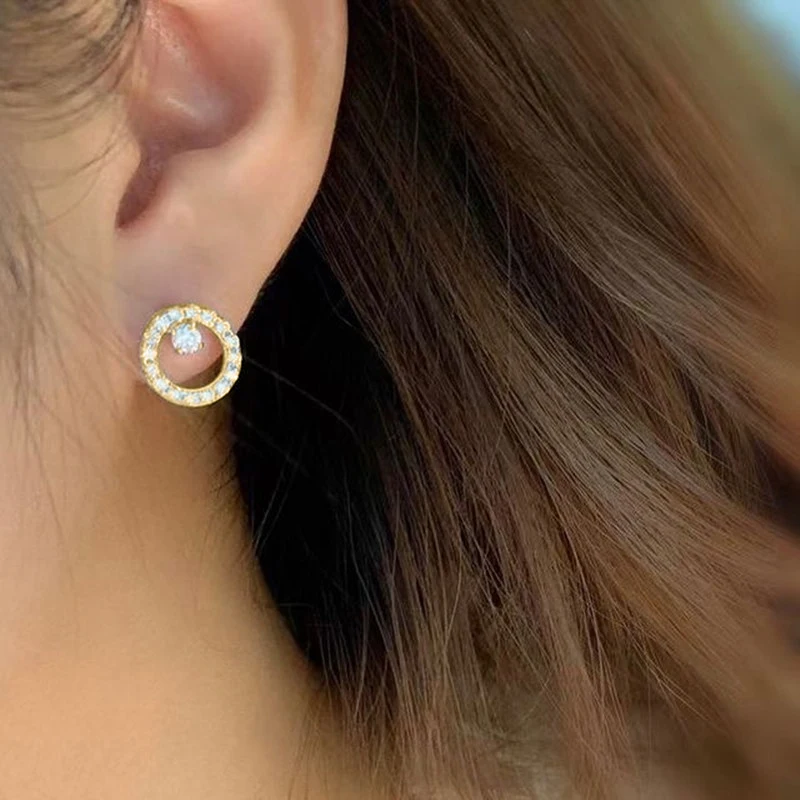 Huitan Trendy Circle Earrings for Women Simple Design Ear Stud Round