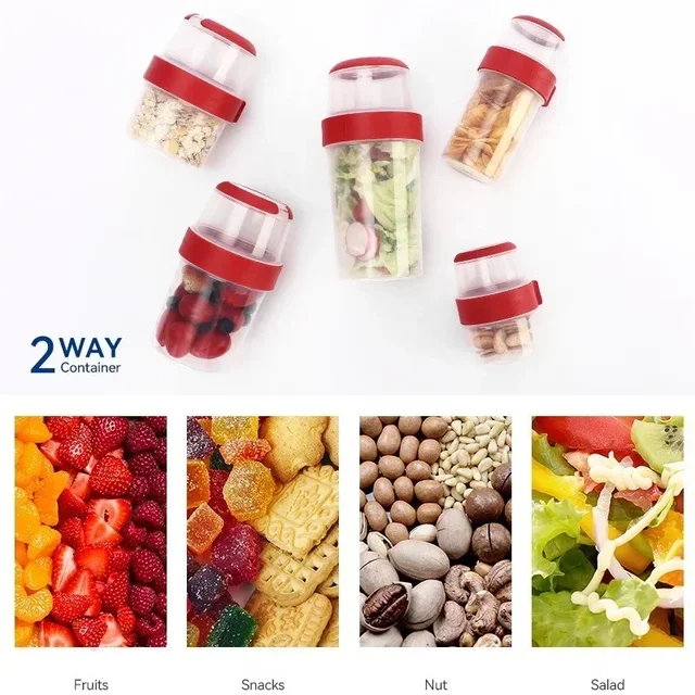 Bac à légumes compartiment scellé à Double couche, flocons d'avoine, noix, yaourt, salade, boîte de stockage des aliments, petit déjeuner, bac à fruits, boîte à déjeuner 3