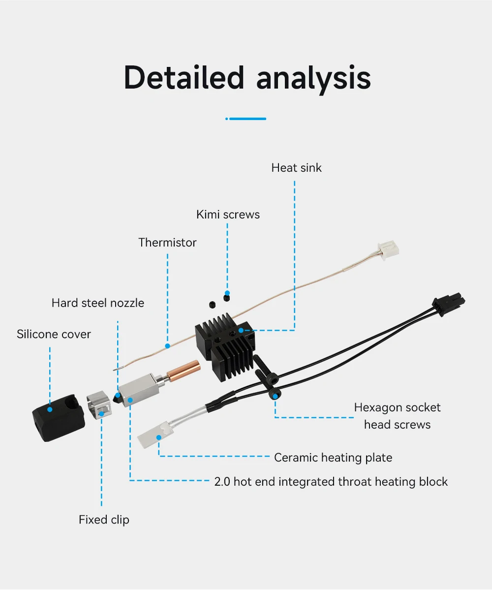 Verbessertes Hotend-Kit für Qidi X plus 3/X max 3/X smart 3/Q1 Pro Hot End Keramik-Heizstab-Druckkopf für QIDI 3D-Drucker – Detail 6