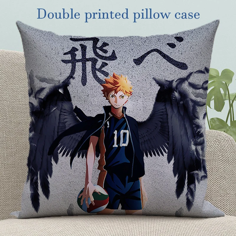 

Anime Pillow Cover Haikyuu Throw Pillows Decorative Pillowcases 45x45 Cushions Covers Pilow Cases Fall Decor Silk Pillowcase