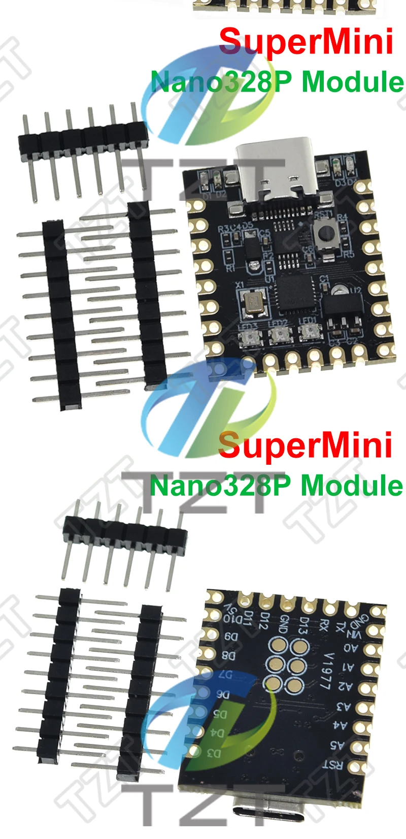 1/2/5 Stück TZT NANO V3.0 SuperMini Typ-C USB Entwicklungsboard Atmega328p Ch340 Serieller Anschluss für Arduino – Detail 6