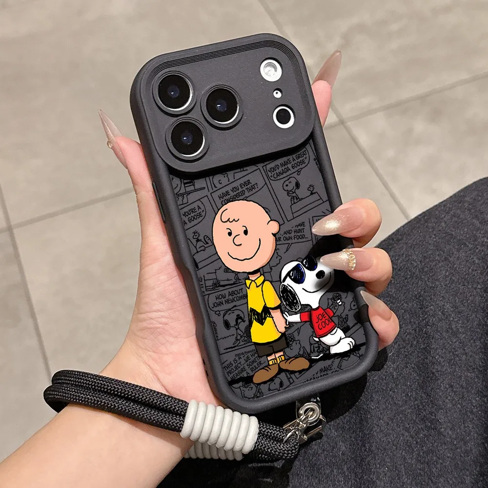 Cute Snoopies Cartoon Phone Case with Lanyard - Soft TPU Cover