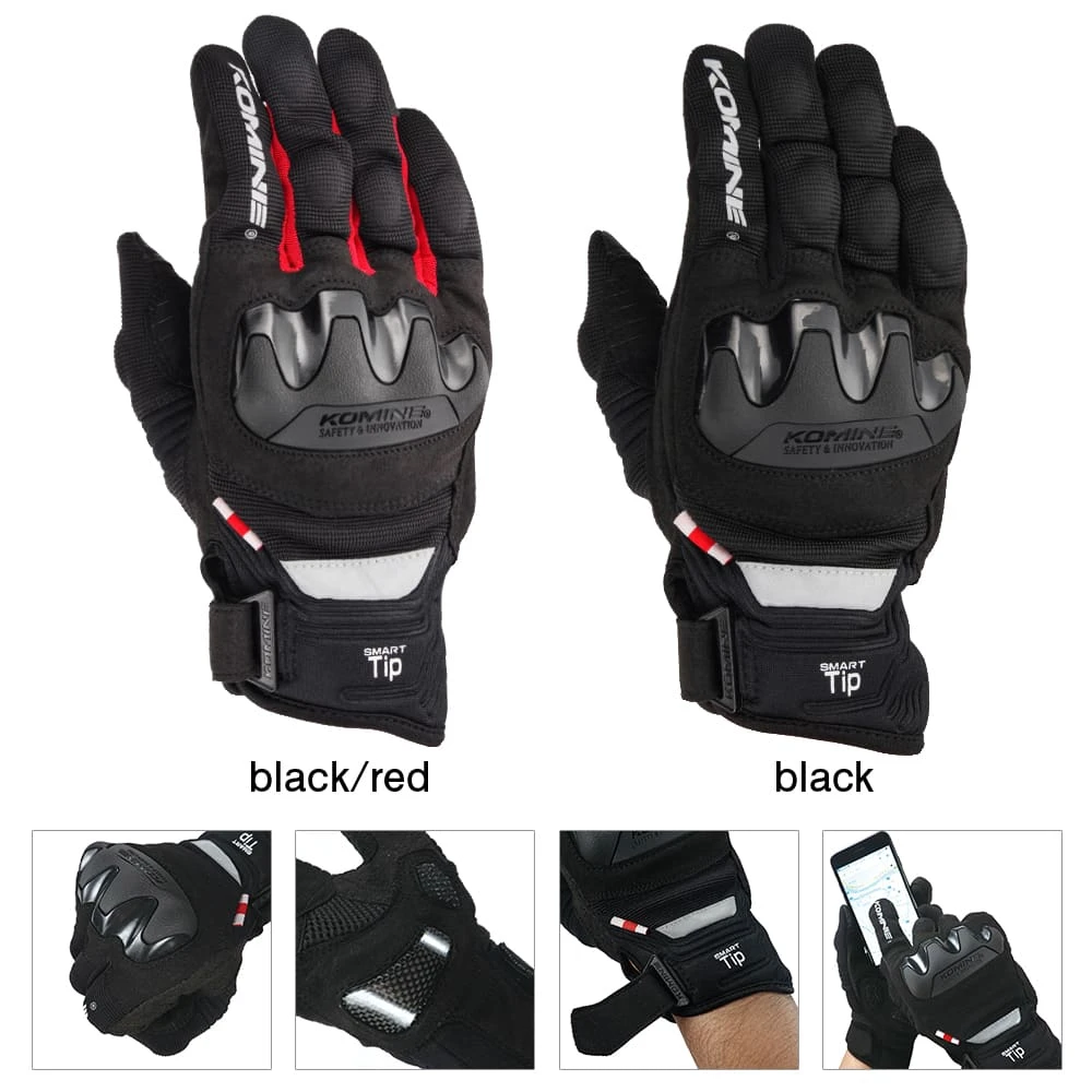 

Men for Komine GK220 Motorcycle Gloves Black Racing Motorbike Road Race Glove 4 Season Moto Guante