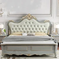 Vintage Modern Bed Multifonction Nordic Unique Queen French Bed Lounge Woode Headboard Camas Matrimonial Bedroom Furniture 1
