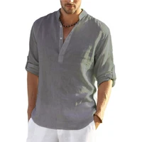 New Men’s Casual Cotton Linen Shirt Loose Tops Long Sleeve Tee Shirt Spring Autumn Casual Handsome Men’s Shirts
