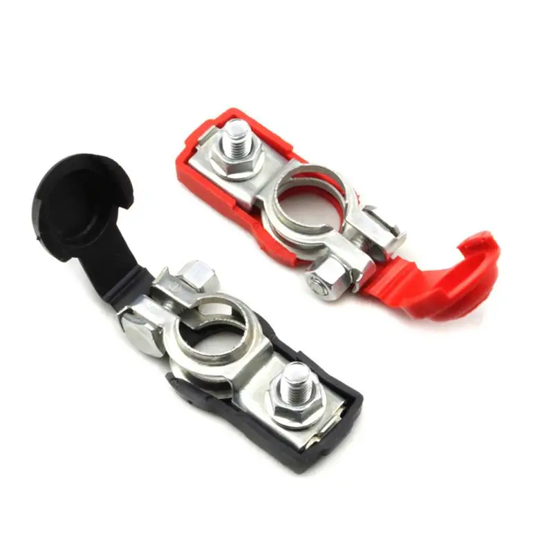 

1 Pair Of Anti-corrosion Metal Car Red Black Wiring Battery Terminals With Screw Clamps Universal Car Modification Accessories
