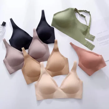 Soft Support Jelly Glue French Deep V Underwear Women's No Steel Ring Small Chest Gathered Comfortable Adjustment Seamless Bra 1