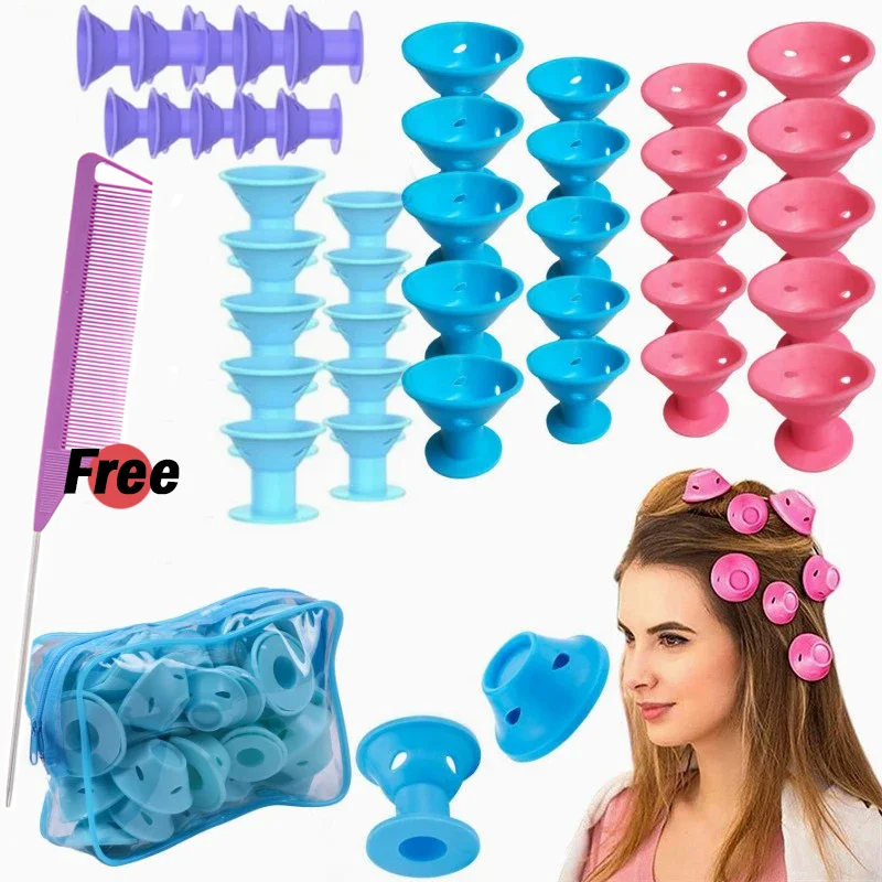 10/11//21pcs Soft Rubber Hair Curlers Silicone Heatless Hair Rollers No Heat Rollers Hairdressing DIY Styling Tools