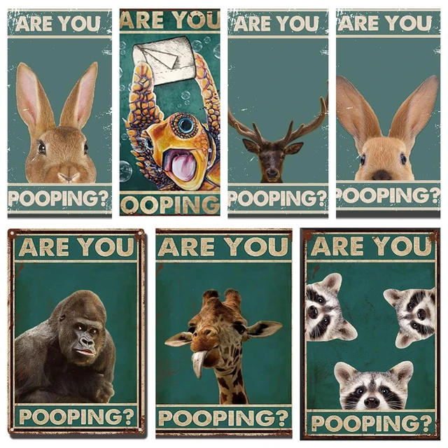 Vintage Tin Sign Art Rabbit Metal Poster Funny Rabbit Decor Bathroom  Poster,are You Pooping Funny Poster Retro Metal Logo Poster Home Kitchen  Bar Cafe