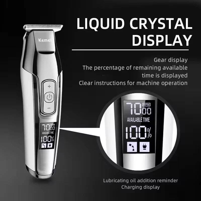 Kemei KM-5027 Original Electric Hair Clipper Rechargeable Hair Trimmer LCD Display Hairdresser Professional Cutting Machine 5