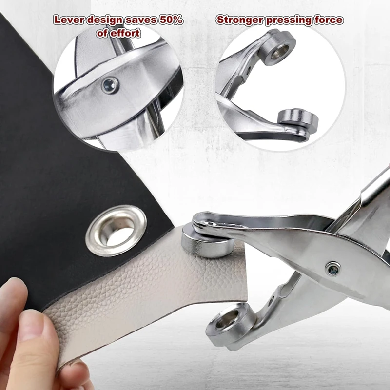 1/2 Inch Grommet Tool Kit, Grommet Kit,Leather Punch Pliers With 200 Silver Metal Eyelets For Leather,Belts,Shoes,Fabric