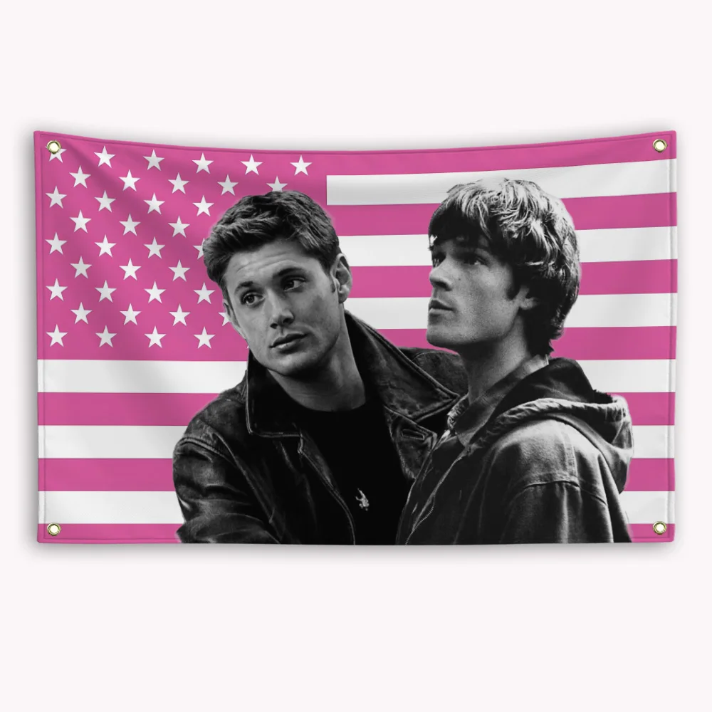 Dean Winchester Essential And Sam Winchester American Flag Banner