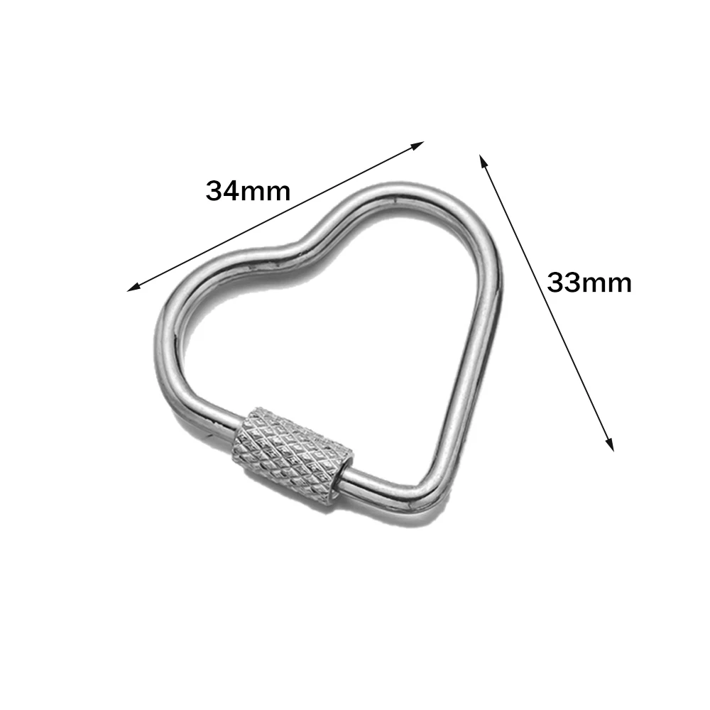 Gold Stainless Steel Heart Screw Carabiner Clips - Set of 5 for DIY Jewelry and Keychain Crafting