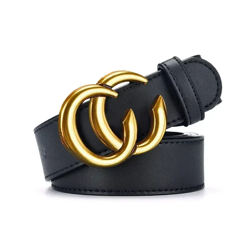 

2024 Double-Sided Leather Belt Men Luxury Designer Fashion Tie-in Smooth Buckle for Young Students Internet Red Buckle Belts