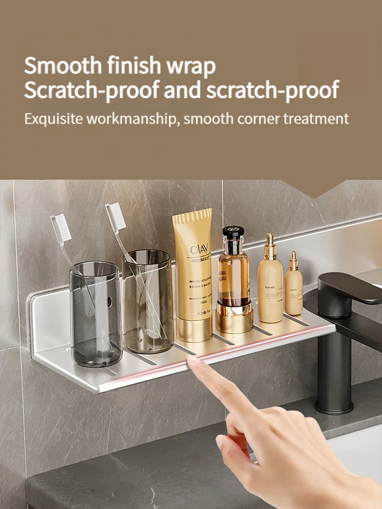 bathroom shelf aluminum bathroom rack toilet storage rack toilet kitchen shelf hang on the wall punch-free rack 3