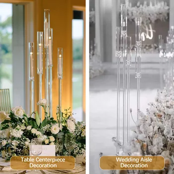 10PCS Acrylic 5 Arm Candelabra Clear Floor Candelabra for Wedding Candlestick Holder for Table Centerpiece Ceremony Party Home 4