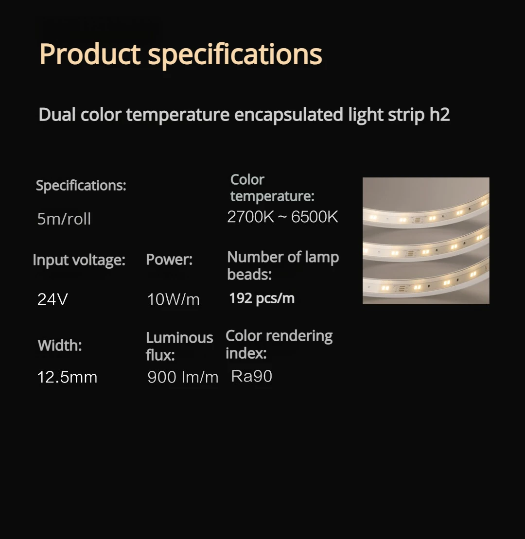 Aqara Smart Cob Light Strip H2 Dual Color Temperature 2700k～6500k Adjustment Ra90 Led Home Decorative Light Strip, Alina Gadgets