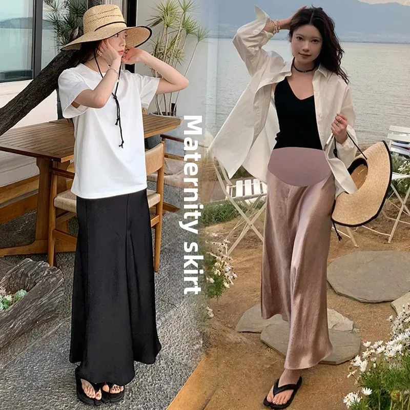 Maternity Shiny Acetate Satin Fish Tail Half Skirt Women's High Waist Body Slimming Skirt New Hot Sale Of The Season Fashion Tod