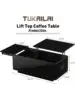 TUKAILAi Coffee Table with LED Lights and Power Strip Lift Tabletop Dining Center Table for Home Living Room Office Blac 3
