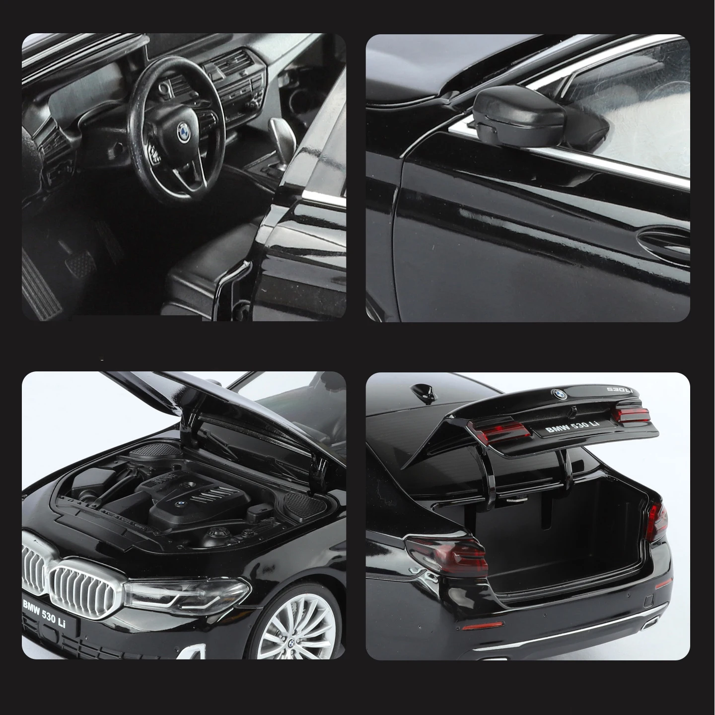 1:18 BMW 530 Li 합금 미니어처 자동차 모델 다이캐스트 금속 정적 스케일 모델 자동차 컬렉션 어린이 생일 장난감 자동차 차량