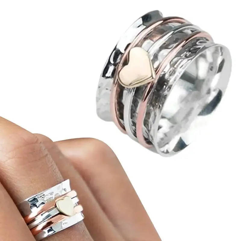 Zelf Liefde Spinner Ringen Voor Vrouwen Mode Hart Ringen Roterende Ring Hart Ontwerp Verjaardag Geschenken Voor Vrouwen.